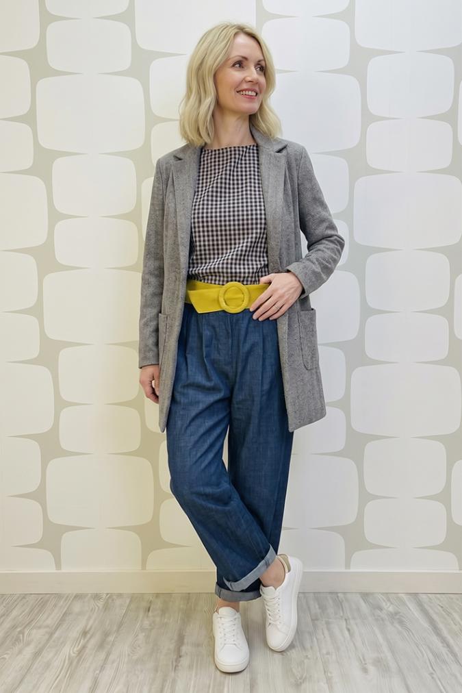 outfit con Spolverino Rain, Blusa Reese e Jeans Jack
